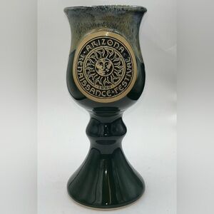 VTG Arizona Renaissance Festival Goblet Green 1999 Pottery Collectible 8” EUC
